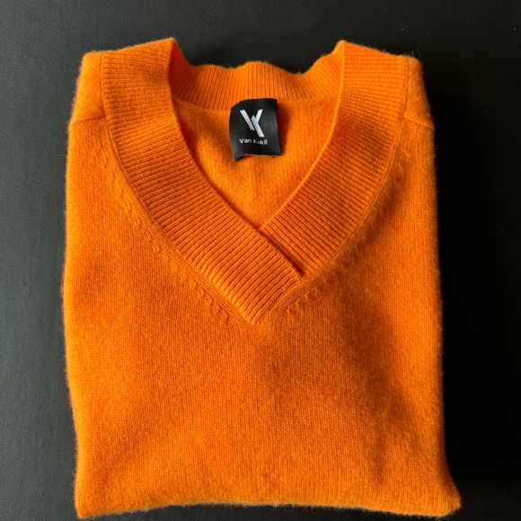 Van Kukil Kashmir cashmere size small orange women’s sweater. - Picture 6 of 11